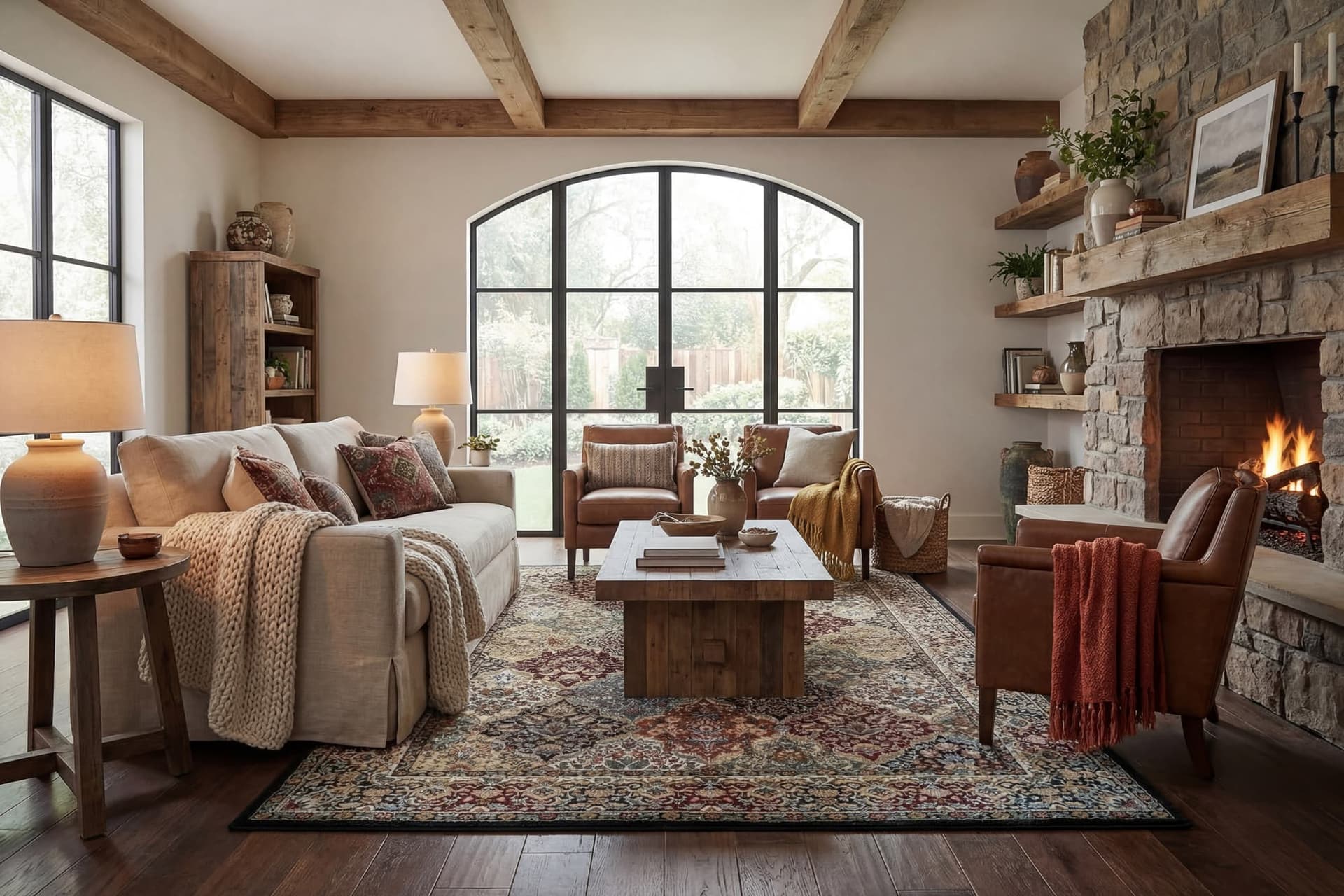 Ancient Garden rug styled in a real room